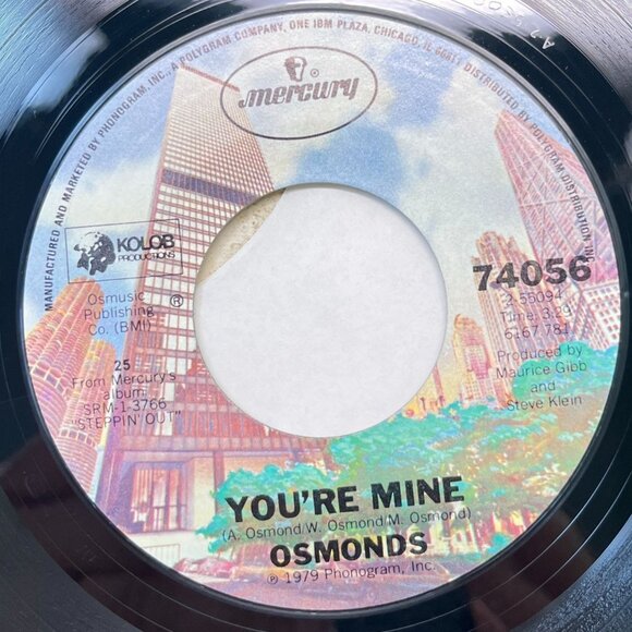 The Osmonds Love is on the Line / Youre Mine 45 Pop 1979 Mercury 74056 VG+ - Picture 2 of 6
